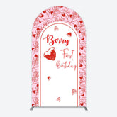 Aperturee - Aperturee Sweet Strawberry Cute First Birthday Arch Backdrop